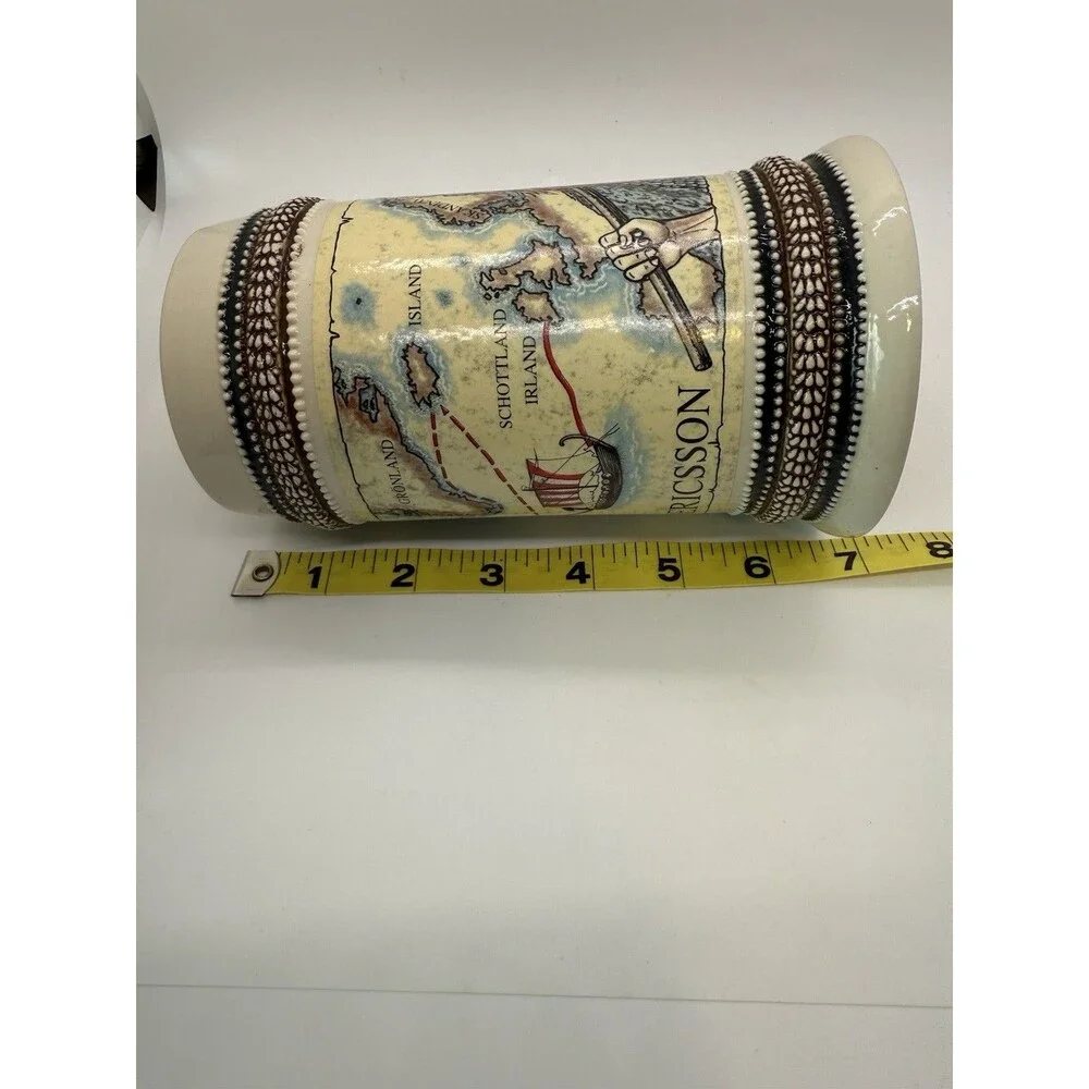 Leif Eriksson German Beer Stein 16oz Viking‎ Neue Welt New World Vintage
